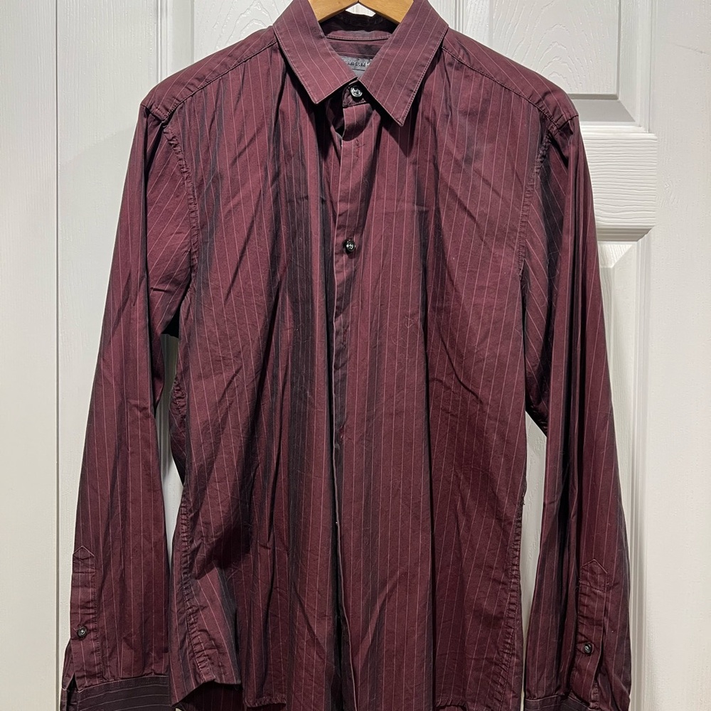 H&M Maroon Striped Dress Shirt